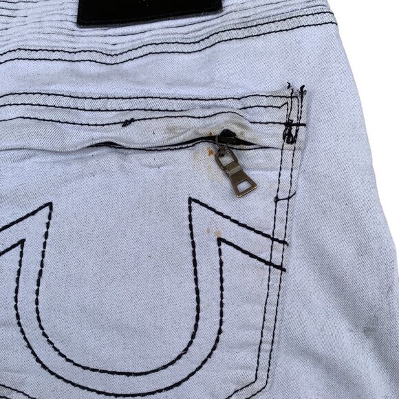 VINTAGE True Religion Jeans Size 36 MOTO White Stained - Picture 4 of 12